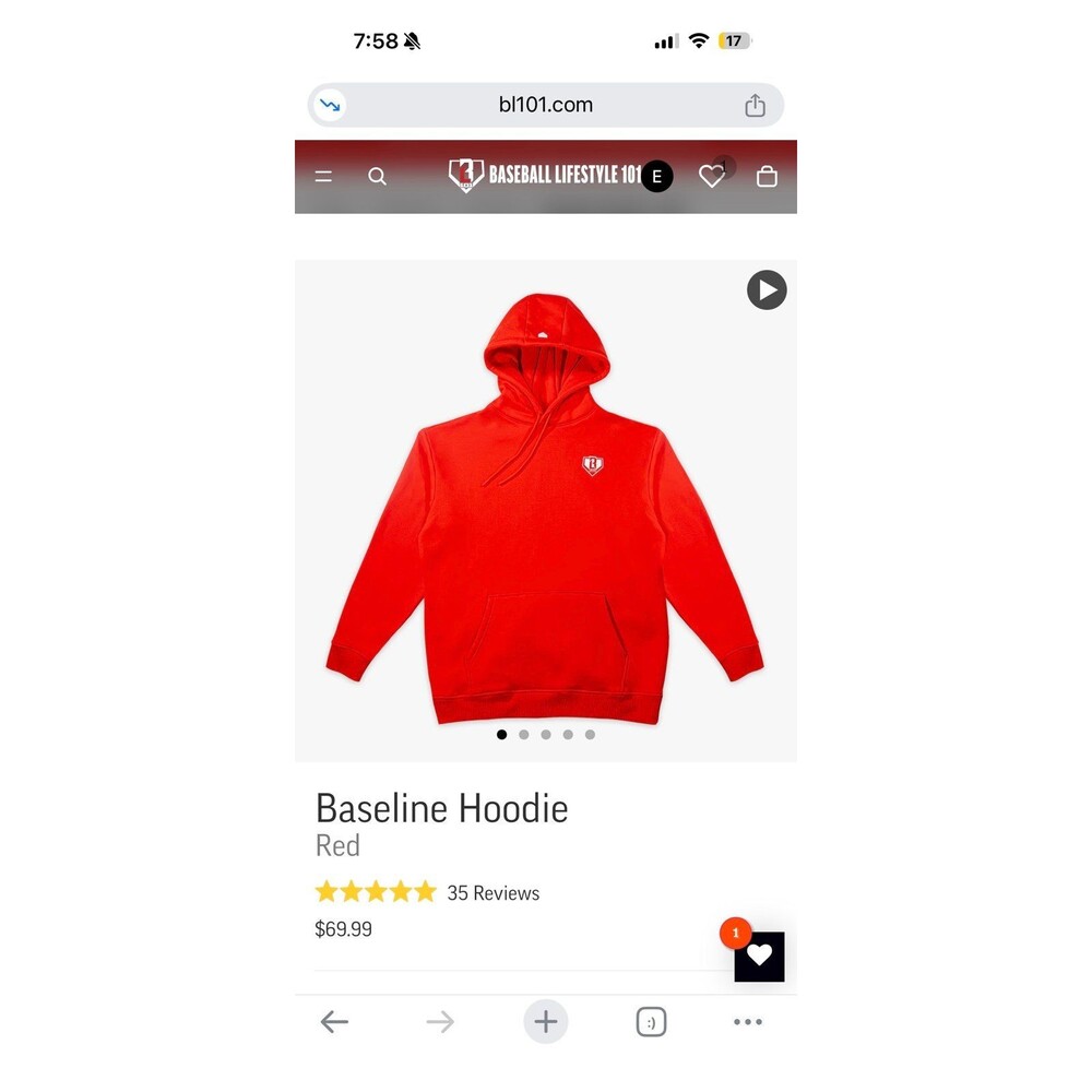 Baseball Lifestyle Hoodie ADULT MEDIUM